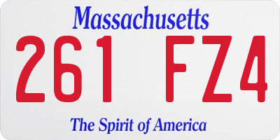 MA license plate 261FZ4