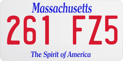 MA license plate 261FZ5
