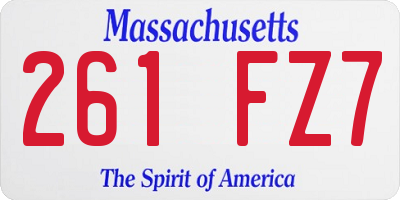 MA license plate 261FZ7
