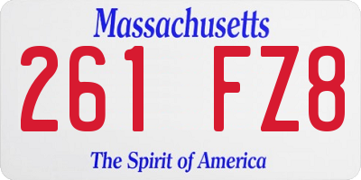 MA license plate 261FZ8