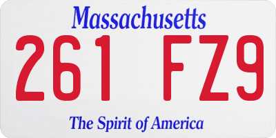 MA license plate 261FZ9