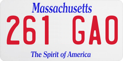 MA license plate 261GA0