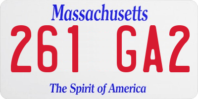 MA license plate 261GA2