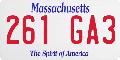 MA license plate 261GA3
