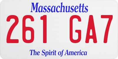 MA license plate 261GA7