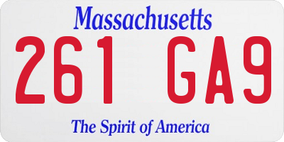 MA license plate 261GA9