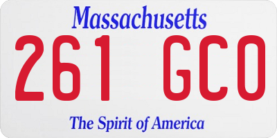 MA license plate 261GC0