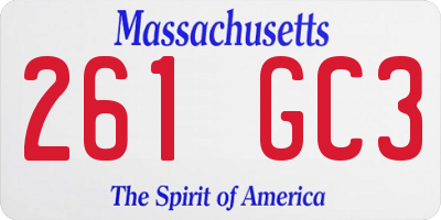 MA license plate 261GC3
