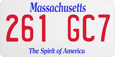 MA license plate 261GC7