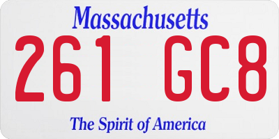 MA license plate 261GC8