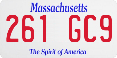MA license plate 261GC9