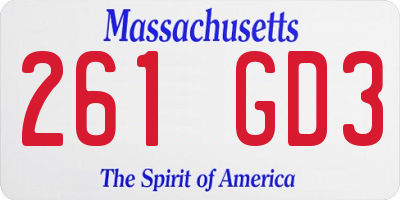 MA license plate 261GD3