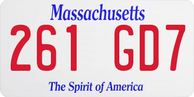 MA license plate 261GD7