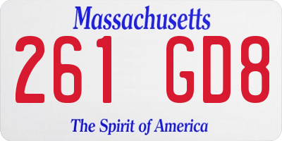 MA license plate 261GD8