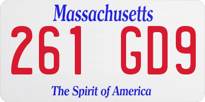 MA license plate 261GD9