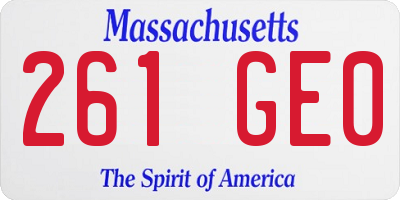 MA license plate 261GE0