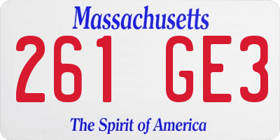 MA license plate 261GE3
