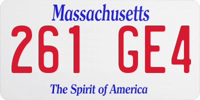 MA license plate 261GE4
