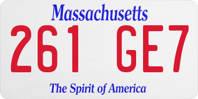 MA license plate 261GE7
