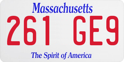 MA license plate 261GE9