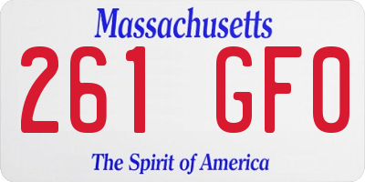 MA license plate 261GF0