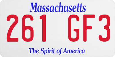 MA license plate 261GF3