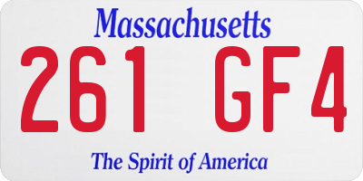 MA license plate 261GF4