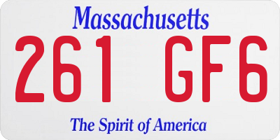 MA license plate 261GF6