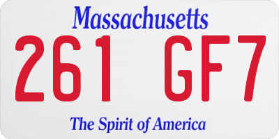MA license plate 261GF7