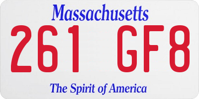 MA license plate 261GF8