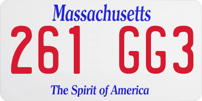 MA license plate 261GG3