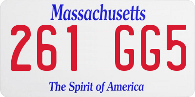 MA license plate 261GG5