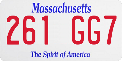 MA license plate 261GG7