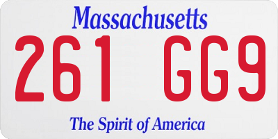 MA license plate 261GG9