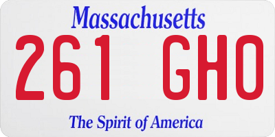 MA license plate 261GH0