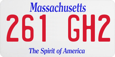 MA license plate 261GH2