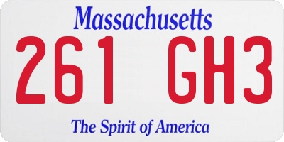 MA license plate 261GH3