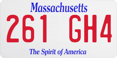 MA license plate 261GH4