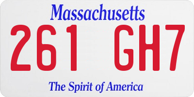 MA license plate 261GH7