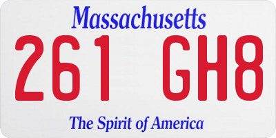 MA license plate 261GH8