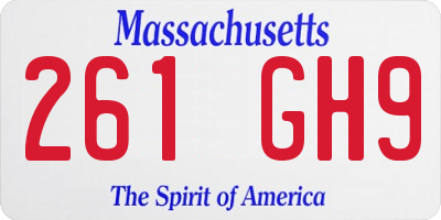MA license plate 261GH9