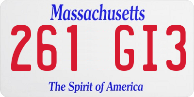 MA license plate 261GI3