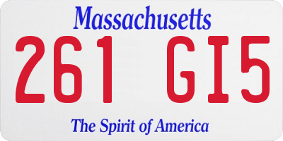 MA license plate 261GI5