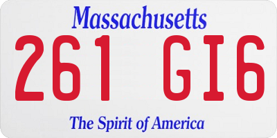 MA license plate 261GI6