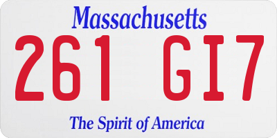MA license plate 261GI7