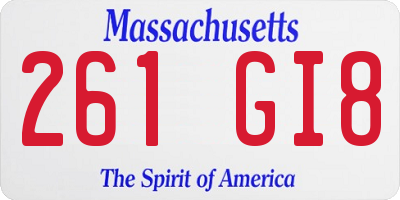 MA license plate 261GI8