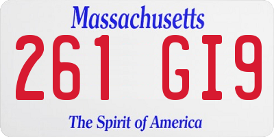 MA license plate 261GI9