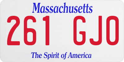 MA license plate 261GJ0