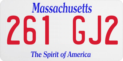 MA license plate 261GJ2