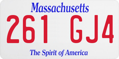 MA license plate 261GJ4